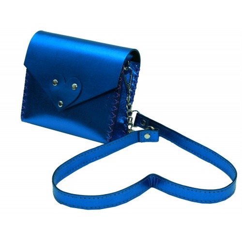 Electric Blue Natural Leather Handmade Little Bag Carmenittta