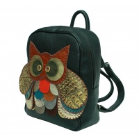 Black Leather Handmade Owl Backpack By Carmenittta