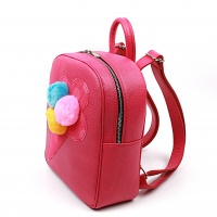 Handmade Pompoms Icecream on Saffiano Pink Leather Backpack