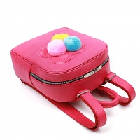 Handmade Pompoms Icecream on Saffiano Pink Leather Backpack