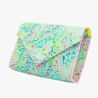 Handmade White Leather Bag With Special Painted Print