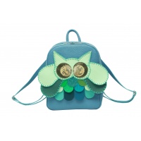 Gray Leather Handmade Owl Backpack By Carmenittta