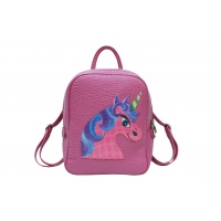 Handpainted Unicorn On Purple Leather Backpack Carmenittta