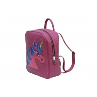 Handpainted Unicorn On Purple Leather Backpack Carmenittta