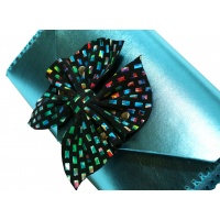 Butterfly Bow Metallic Blue Leather Handmade Bag 