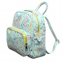 White Painted Print Suede Leather Backpack