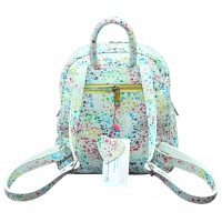 White Painted Print Suede Leather Backpack