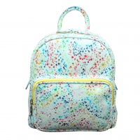 White Painted Print Suede Leather Backpack