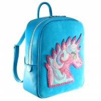 Handpainted Unicorn on Turquoise Suede Leather Backpack