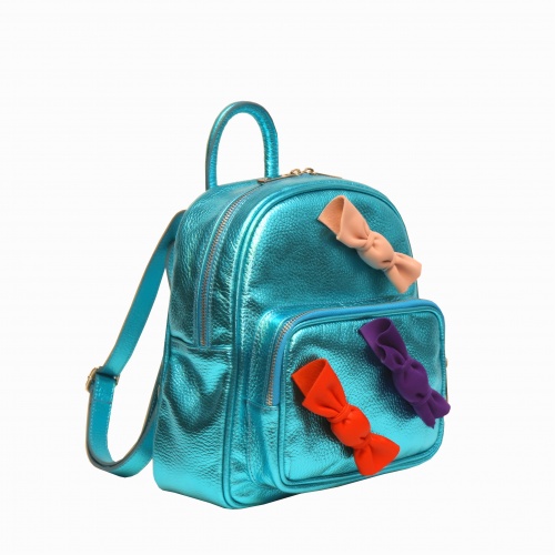 Candy Metallic Green Leather Backpack