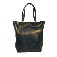 Croco Printed Natural Leather Shopper Bag