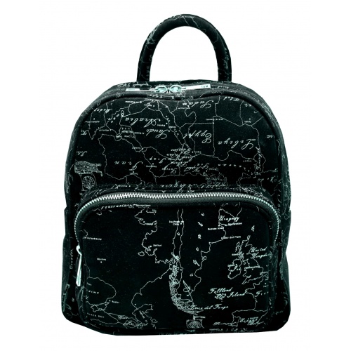 Arround The World Printed Suede Leather Backpack 