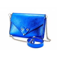 Electric Blue Snakeprint Handmade Leather Bag