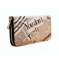 Newspaper Print Leather Wallet