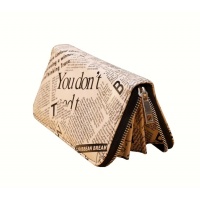 Newspaper Print Leather Wallet