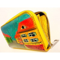 Sibiu Streetview Handpainted Golden Leather Wallet by Carmenittta