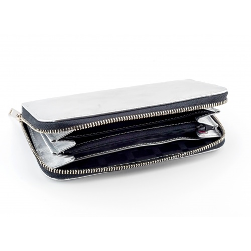 Silver Gray Leather Wallet