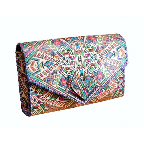 Traditional Colorful Printed Leather Bag by Carmenittta