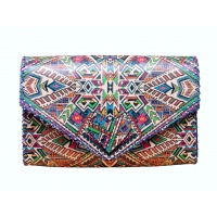 Traditional Colorful Printed Leather Bag by Carmenittta