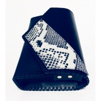 Black Leather Bag with a Snakeprint Detail