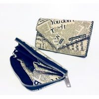 Newspaper Print Leather Handmade Bag