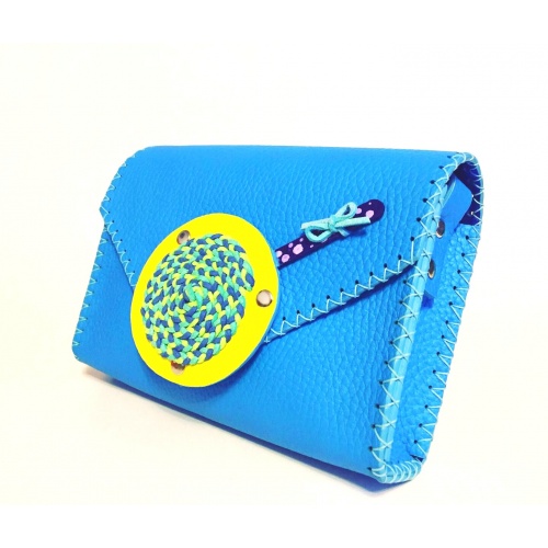 Handmade Blue Leather Lollypopbag Carmenittta