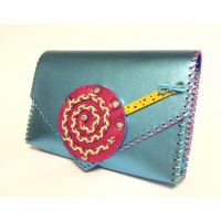 Handmade Metallic Light Blue Leather Lollypopbag Carmenittta