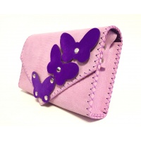 Violet Camoscio Butterflies on Pink Snakeprint Calf Leather Mother and Daughter Bags by Carmenittta