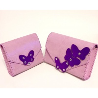 Violet Camoscio Butterflies on Pink Snakeprint Calf Leather Mother and Daughter Bags by Carmenittta