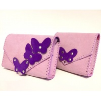 Violet Camoscio Butterflies on Pink Snakeprint Calf Leather Mother and Daughter Bags by Carmenittta