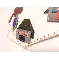 Little Colorful Leather Houses on White Leather Bag by Carmenittta
