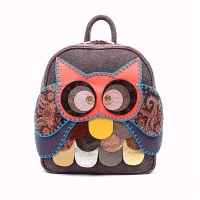 Purple Suede Leather Handmade Owl Backpack by Carmenittta