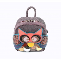 Purple Suede Leather Handmade Owl Backpack by Carmenittta