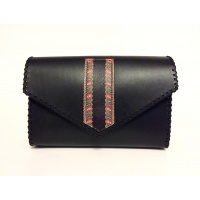 Traditional Print Leather Detail on Black Leather Bag Carmenittta