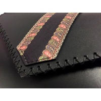 Traditional Print Leather Detail on Black Leather Bag Carmenittta