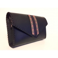 Traditional Print Leather Detail on Black Leather Bag Carmenittta