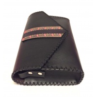 Traditional Print Leather Detail on Black Leather Bag Carmenittta