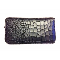 Black Croco Pattern Print Leather Wallet