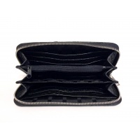 Black Croco Pattern Print Leather Wallet