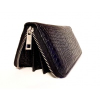 Black Croco Pattern Print Leather Wallet