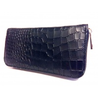 Black Croco Pattern Print Leather Wallet