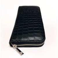 Black Croco Pattern Print Leather Wallet