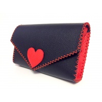 Black Leather Handmade Bag with a Red Leather Heart