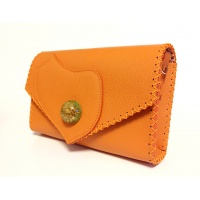 Callistephus Flower in Epoxy Resin on Natural Orange Leather Handmade Bag By Carmenittta