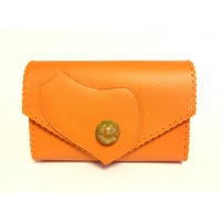 Callistephus Flower in Epoxy Resin on Natural Orange Leather Handmade Bag By Carmenittta