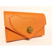 Callistephus Flower in Epoxy Resin on Natural Orange Leather Handmade Bag By Carmenittta