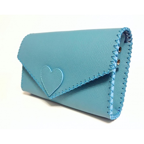 Aquamarine Saffiano Leather Handmade Bag