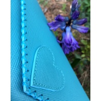 Aquamarine Saffiano Leather Handmade Bag