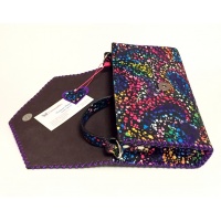 Black Suede Leather with Colorful Painted Print and a Purple Camoscio Leather Butterfly Handmade Bag