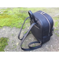 Black Natural Leather Backpack with Romania Map on the pocket